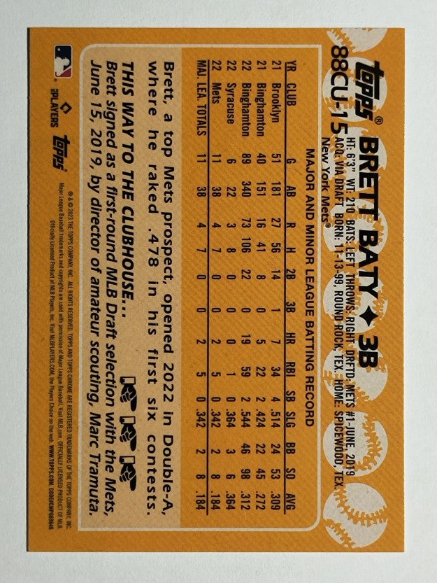 2023 Topps Chrome Update '88 Topps #88CU15 Brett Baty