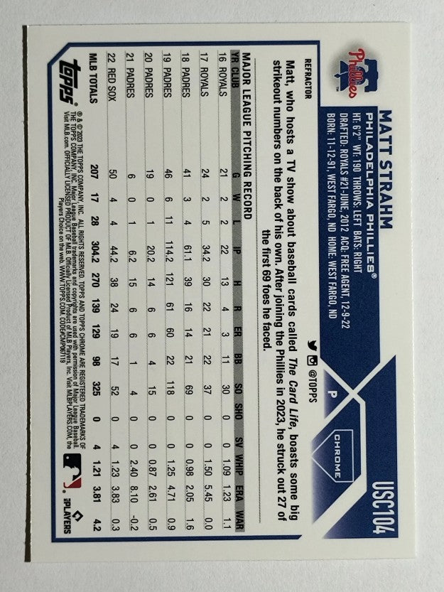 2023 Topps Chrome Update Refractors #USC104 Matt Strahm