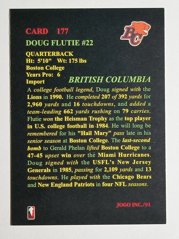 1991 JOGO #177 Doug Flutie (NM)