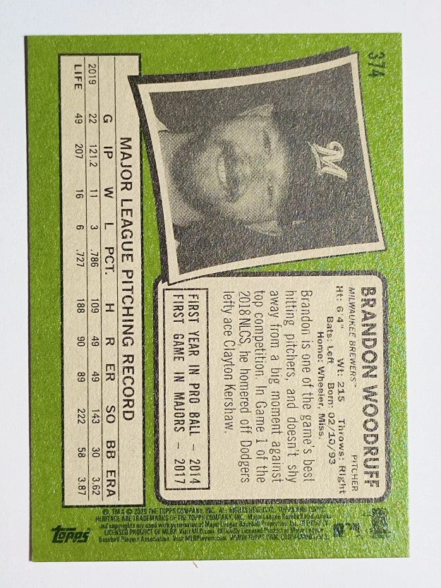 2020 Topps Heritage #374 Brandon Woodruff