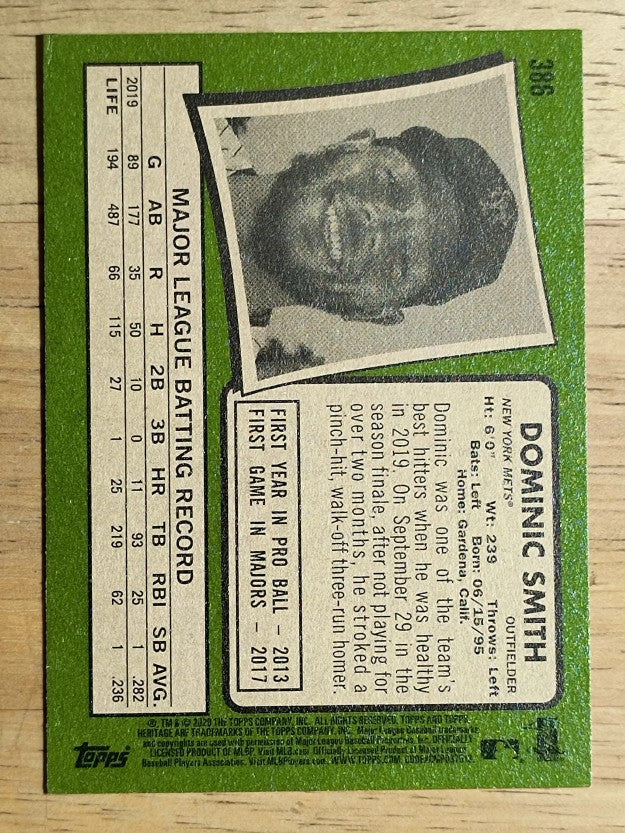 2020 Topps Heritage #386 Dominic Smith