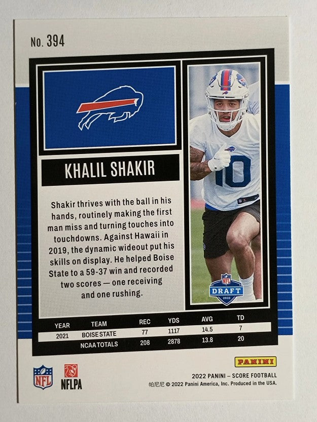 2022 Score #394 Khalil Shakir RC