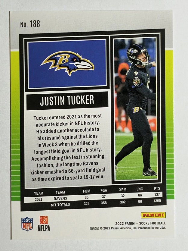 2022 Score Red #188 Justin Tucker