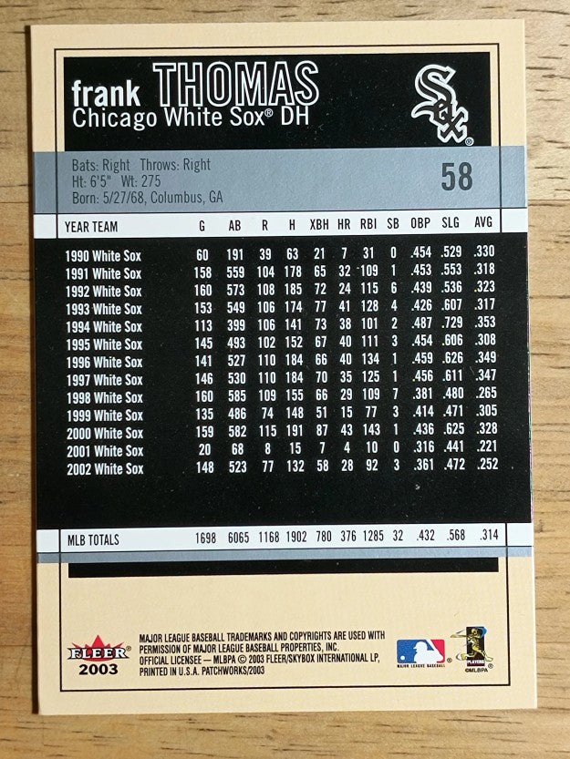 2003 Fleer Patchworks #58 Frank Thomas