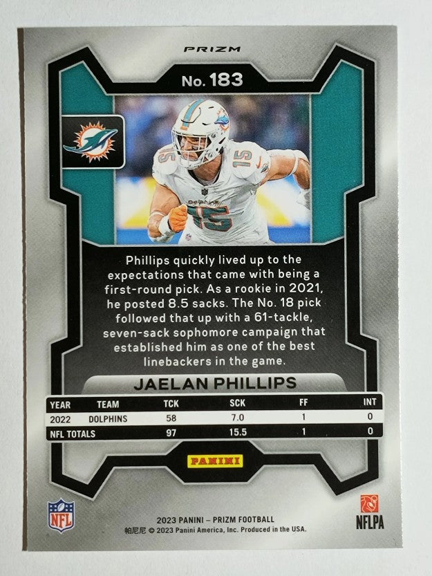 2023 Panini Prizm Prizms Green Wave #183 Jaelan Phillips