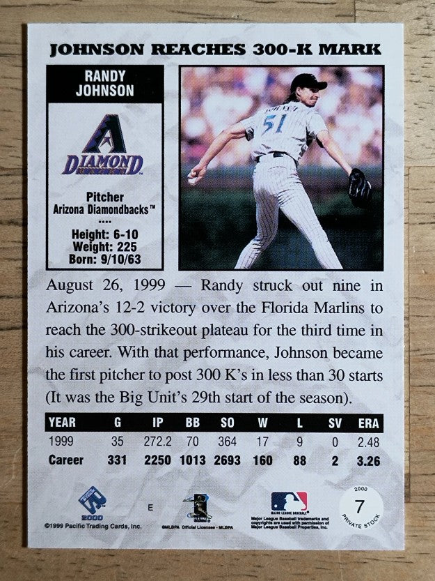 2000 Private Stock #7 Randy Johnson
