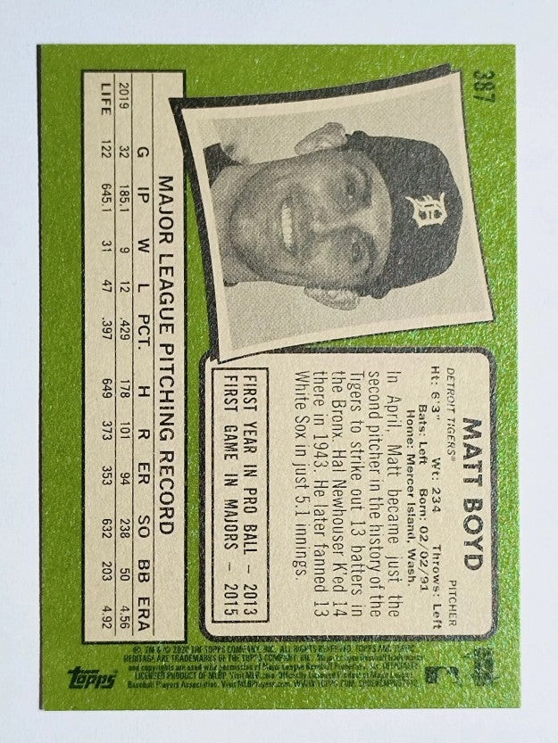 2020 Topps Heritage #387 Matt Boyd