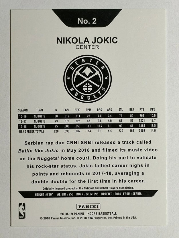 2018-19 Hoops #2 Nikola Jokic