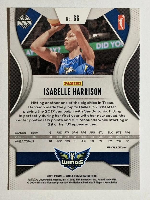 2020 Panini Prizm WNBA Prizms Hyper #66 Isabelle Harrison