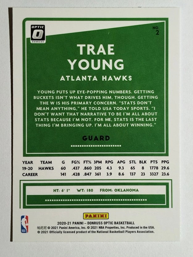 2020-21 Donruss Optic #2 Trae Young