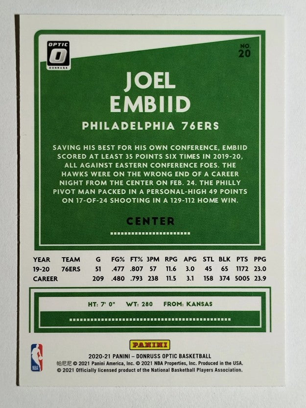 2020-21 Donruss Optic #20 Joel Embiid