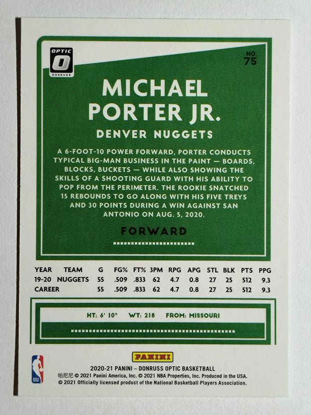 2020-21 Donruss Optic #75 Michael Porter Jr.