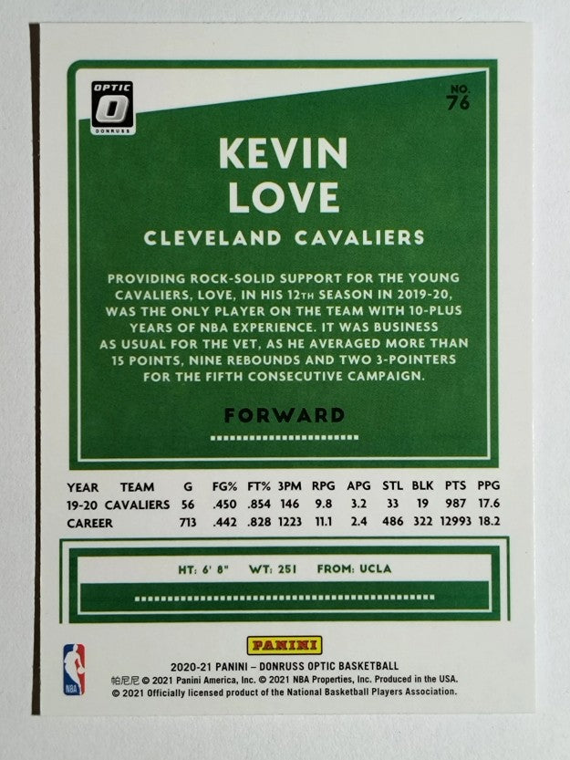 2020-21 Donruss Optic #76 Kevin Love