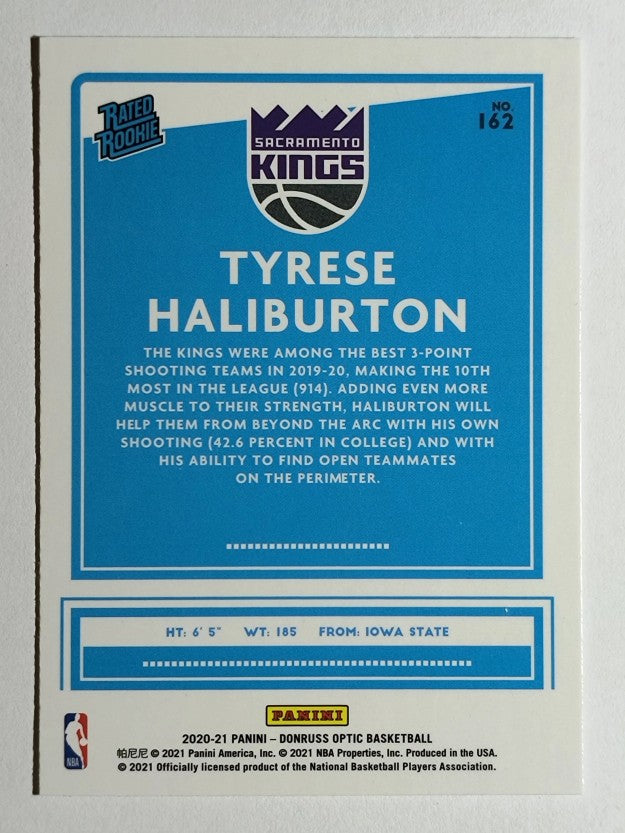 2020-21 Donruss Optic #162 Tyrese Haliburton RR RC