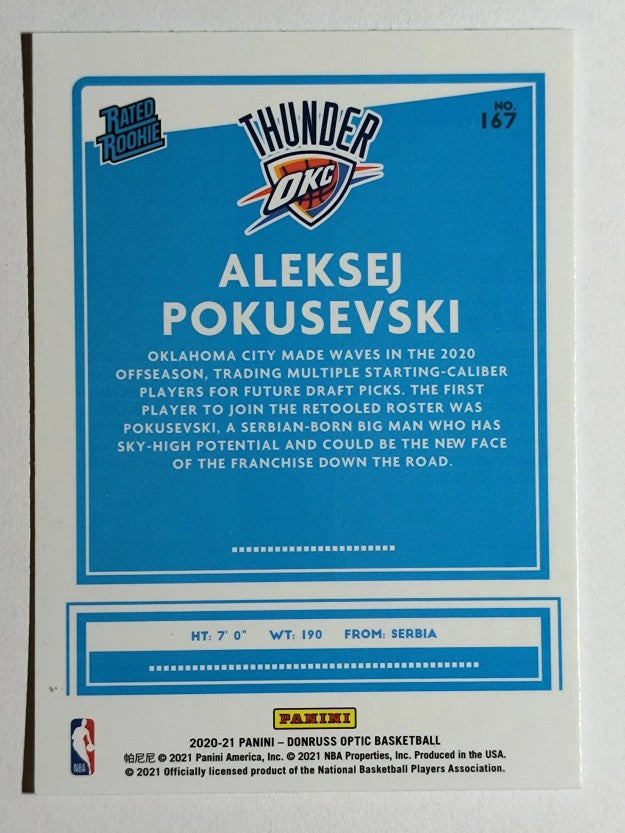 2020-21 Donruss Optic #167 Aleksej Pokusevski RR RC