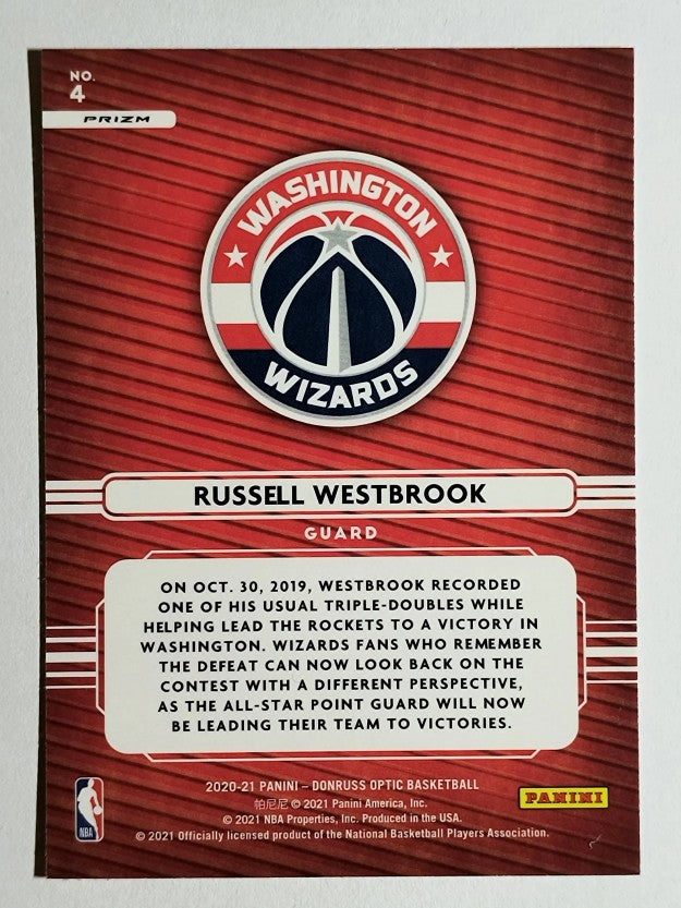 2020-21 Donruss Optic Elite Dominators Red Pulsar #4 Russell Westbrook