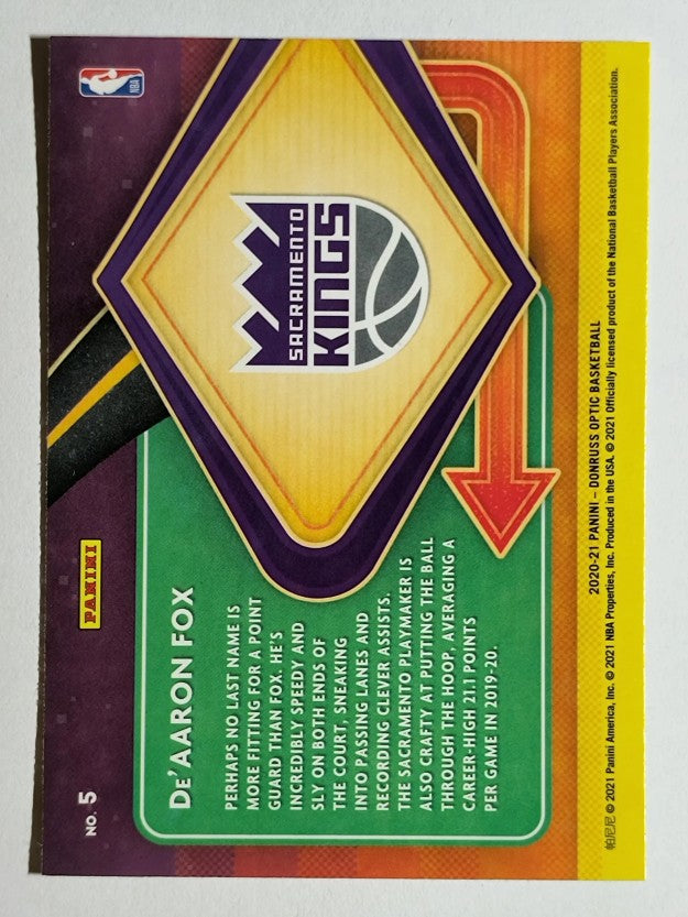 2020-21 Donruss Optic Express Lane #5 De'Aaron Fox