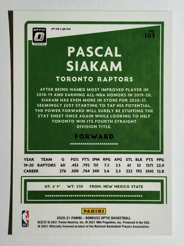 2020-21 Donruss Optic Holo #103 Pascal Siakam