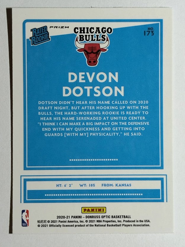2020-21 Donruss Optic Holo #173 Devon Dotson RR