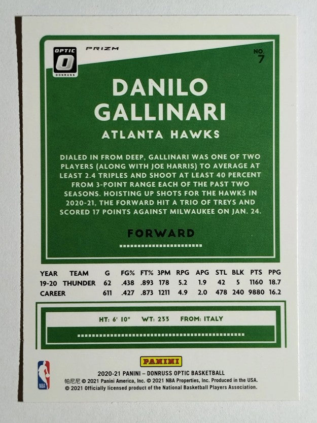 2020-21 Donruss Optic Hyper Pink #7 Danilo Gallinari