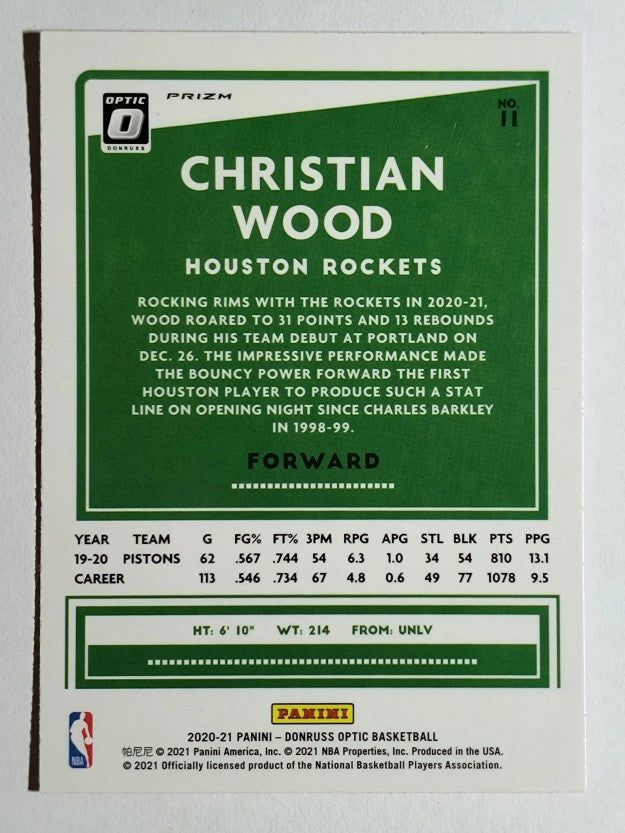 2020-21 Donruss Optic Hyper Pink #11 Christian Wood