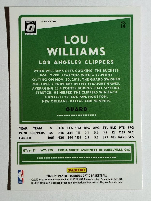 2020-21 Donruss Optic Hyper Pink #14 Lou Williams