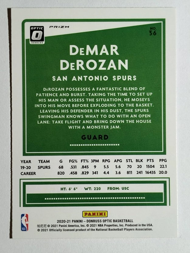 2020-21 Donruss Optic Hyper Pink #36 DeMar DeRozan