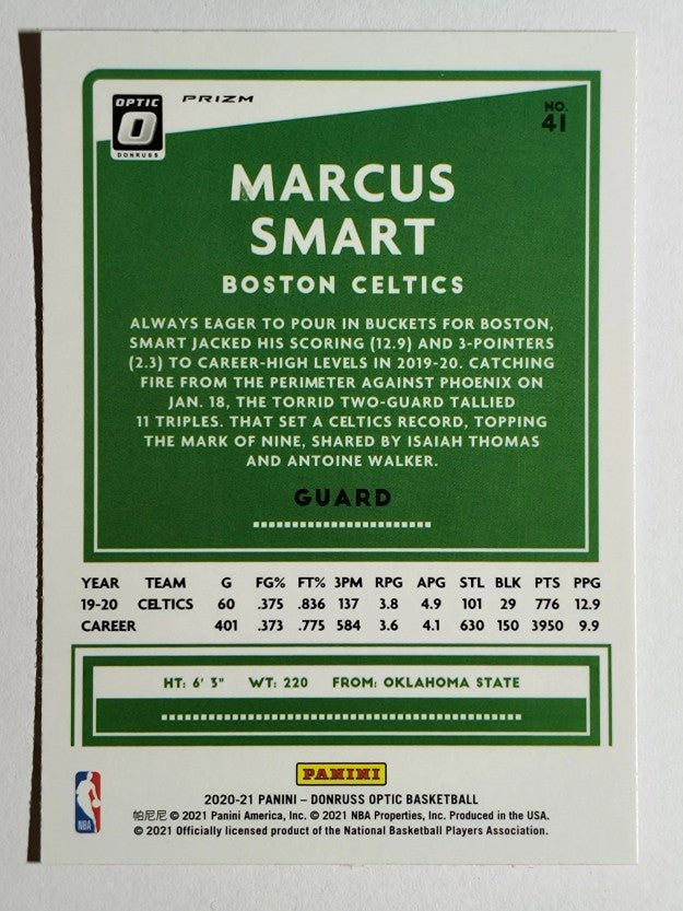 2020-21 Donruss Optic Hyper Pink #41 Marcus Smart