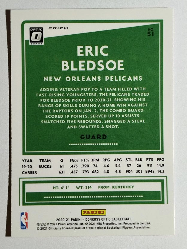 2020-21 Donruss Optic Hyper Pink #51 Eric Bledsoe