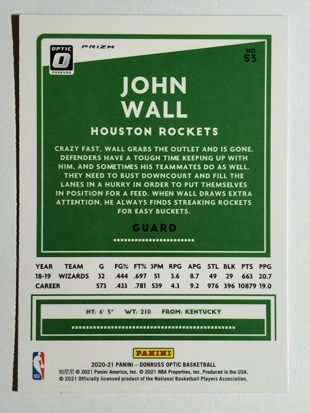 2020-21 Donruss Optic Hyper Pink #53 John Wall