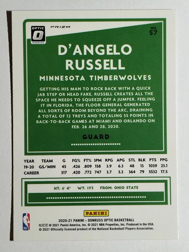 2020-21 Donruss Optic Hyper Pink #57 D'Angelo Russell