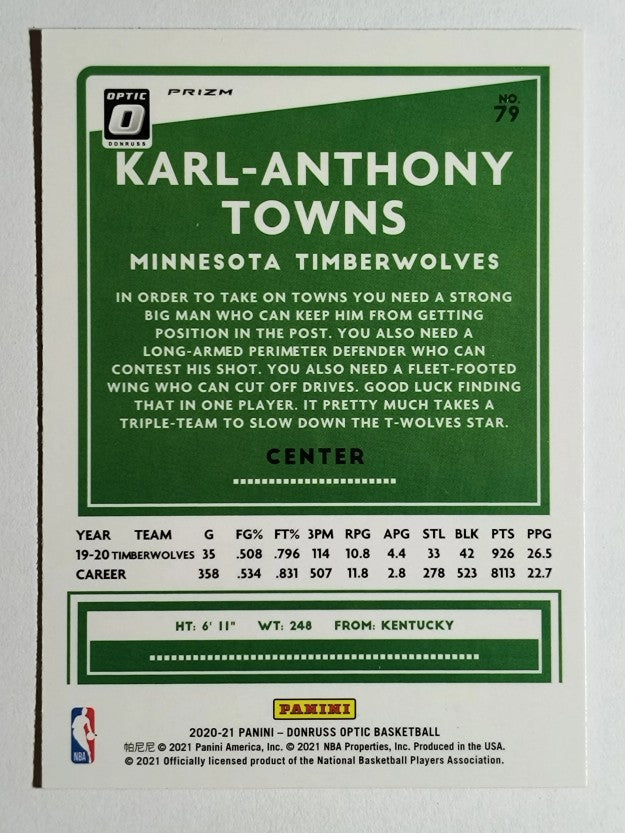 2020-21 Donruss Optic Hyper Pink #79 Karl-Anthony Towns