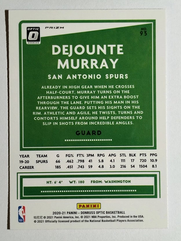 2020-21 Donruss Optic Hyper Pink #93 Dejounte Murray