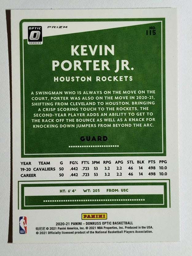 2020-21 Donruss Optic Hyper Pink #115 Kevin Porter Jr.