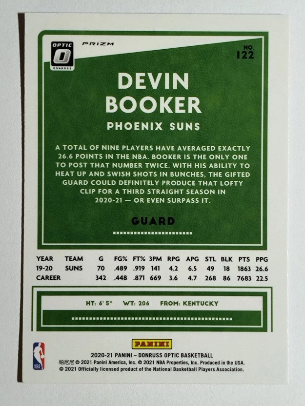 2020-21 Donruss Optic Hyper Pink #122 Devin Booker
