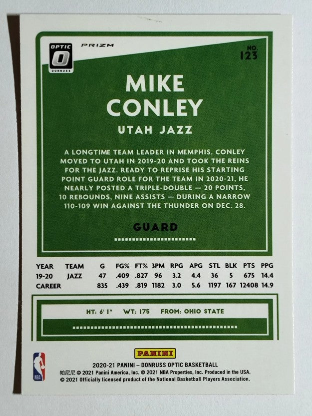 2020-21 Donruss Optic Hyper Pink #123 Mike Conley