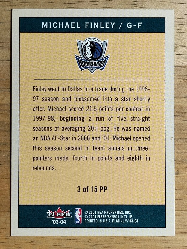 2003-04 Fleer Platinum Portraits #3 Michael Finley