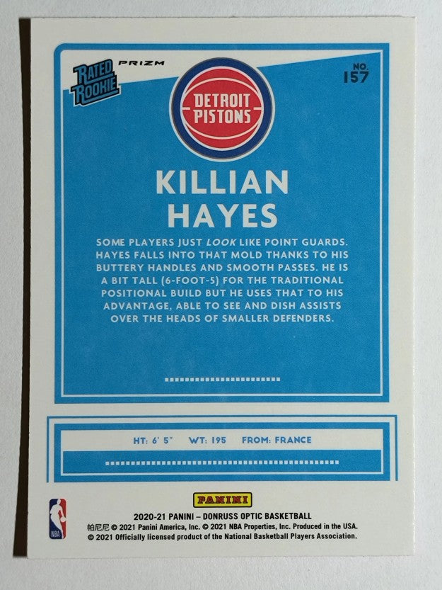 2020-21 Donruss Optic Hyper Pink #157 Killian Hayes RR