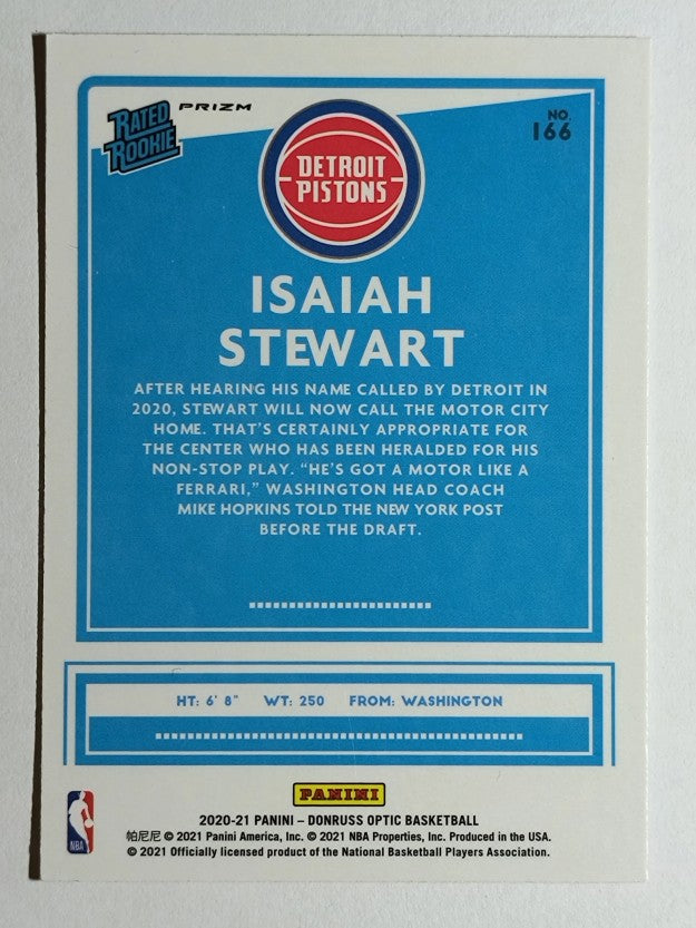 2020-21 Donruss Optic Hyper Pink #166 Isaiah Stewart RR
