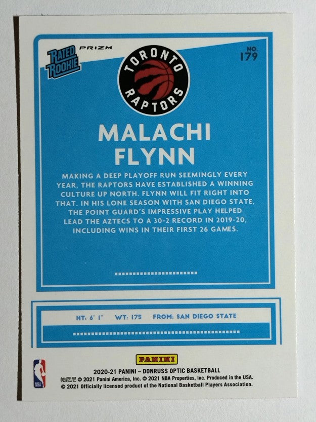 2020-21 Donruss Optic Hyper Pink #179 Malachi Flynn RR