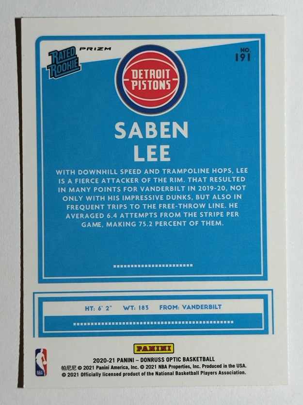 2020-21 Donruss Optic Hyper Pink #191 Saben Lee RR