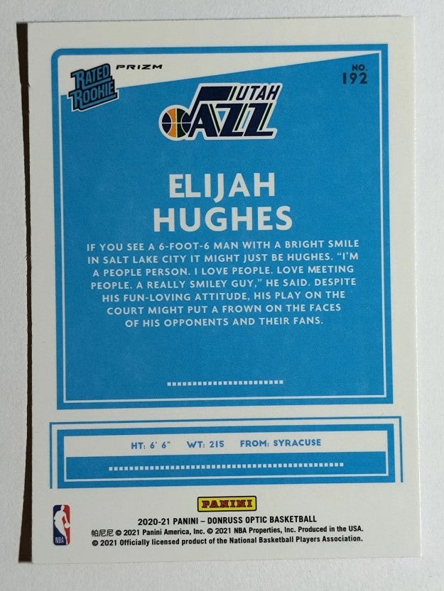 2020-21 Donruss Optic Hyper Pink #192 Elijah Hughes RR
