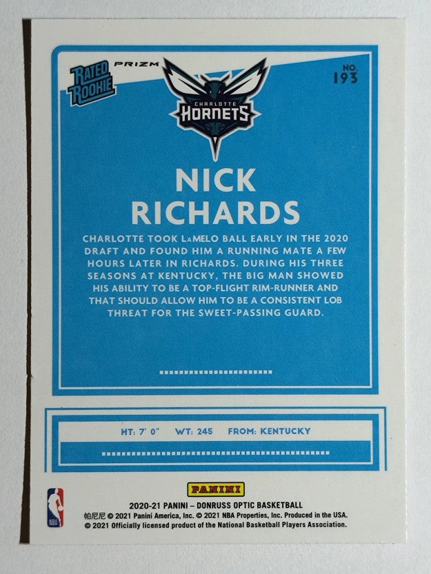 2020-21 Donruss Optic Hyper Pink #193 Nick Richards RR