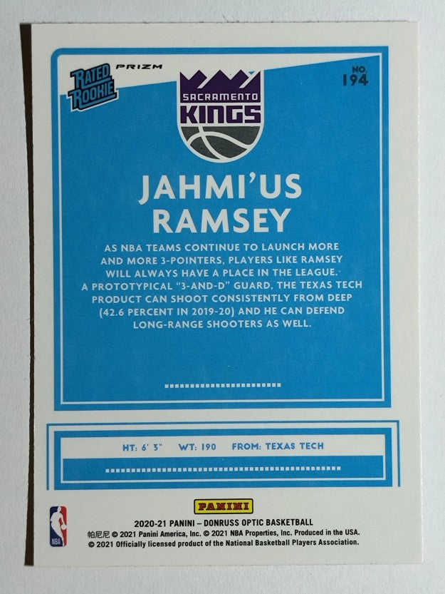 2020-21 Donruss Optic Hyper Pink #194 Jahmi'us Ramsey RR