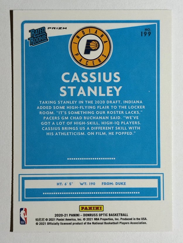 2020-21 Donruss Optic Hyper Pink #199 Cassius Stanley RR