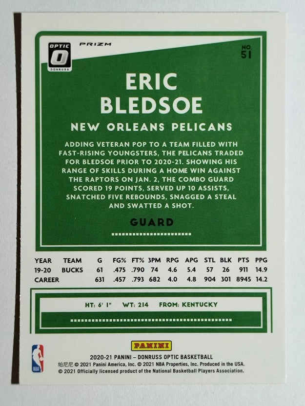 2020-21 Donruss Optic Red Pulsar #51 Eric Bledsoe