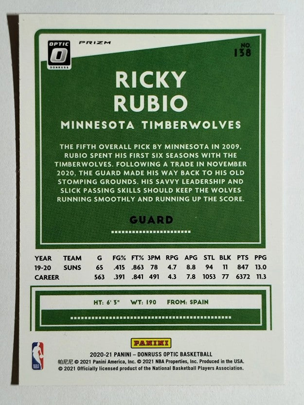 2020-21 Donruss Optic Red Pulsar #138 Ricky Rubio