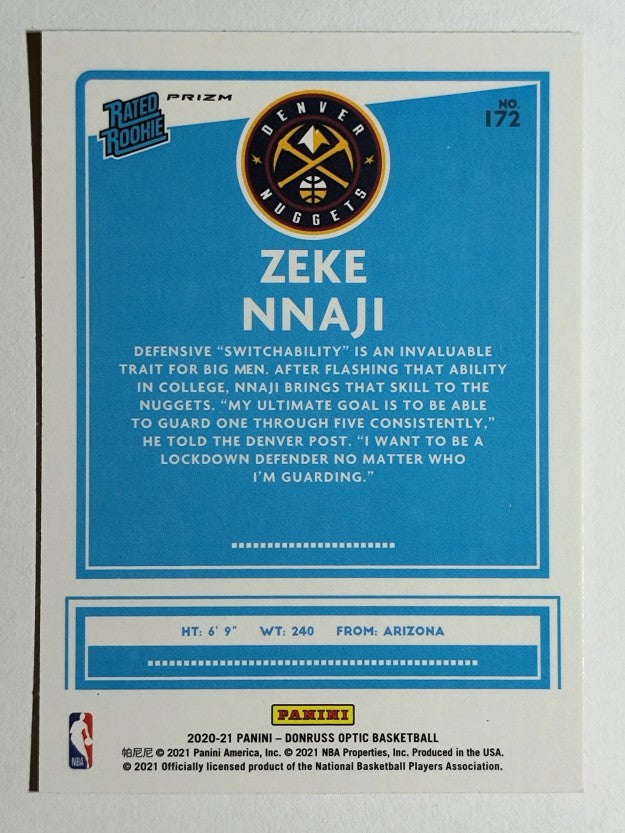 2020-21 Donruss Optic Red Pulsar #172 Zeke Nnaji RR