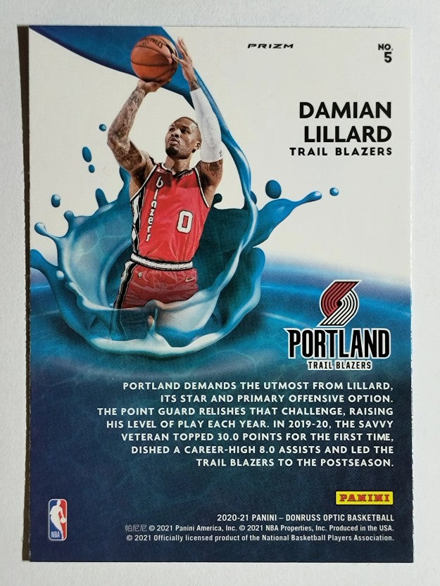 2020-21 Donruss Optic Splash Purple #5 Damian Lillard