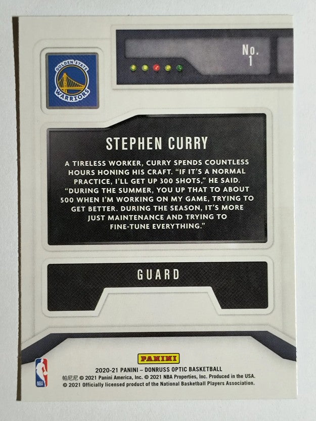 2020-21 Donruss Optic T-Minus 3 2 1 #1 Stephen Curry